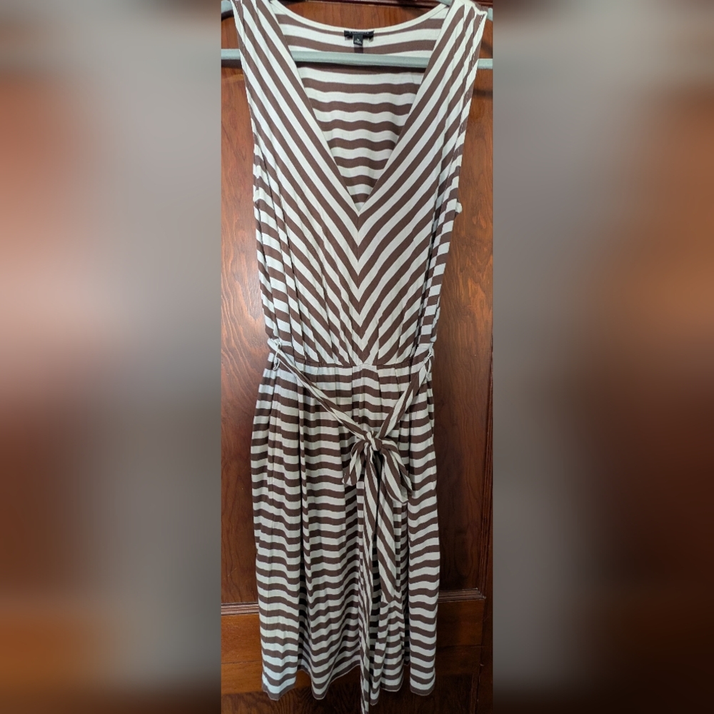 Striped Brown and Cream Tshirt Dress Talbot's M